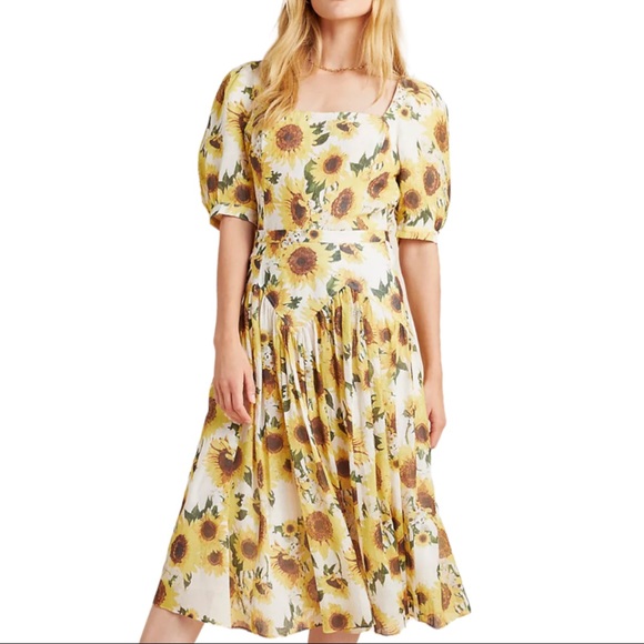 Tracy Reese Hope for Flowers x Anthropologie Sunflower 14 / Lg Yellow Linen Top - Picture 6 of 7